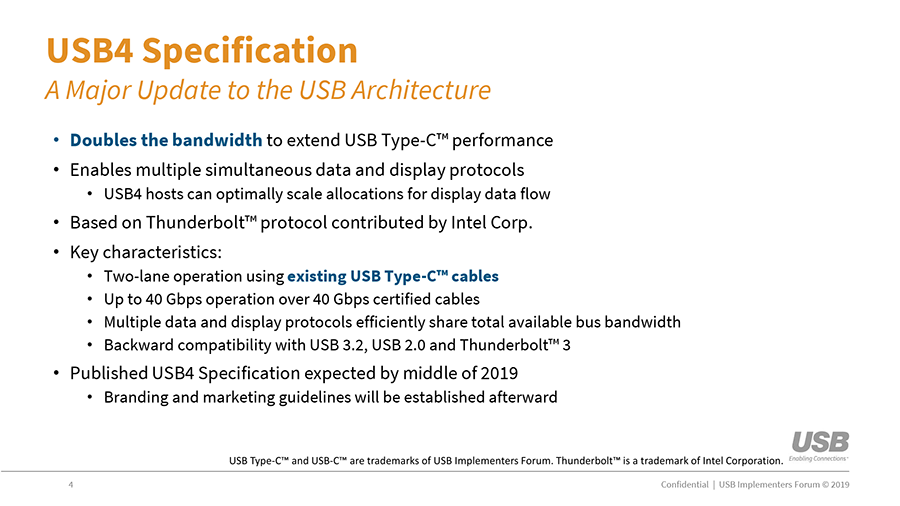 USB 4产品将于2020年末上市 提供40Gbps速率与100瓦供电